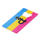 Pansexual-Stolperflagge Geldbeutel Flaschenöffner (Vorderseite Schrägansicht)