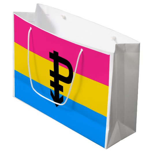 Pansexual-Stolperflagge Große Geschenktüte (Vorderseite Schrägansicht)