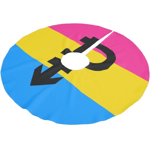 Pansexual-Stolperflagge Polyester Weihnachtsbaumdecke (Schrägansicht)
