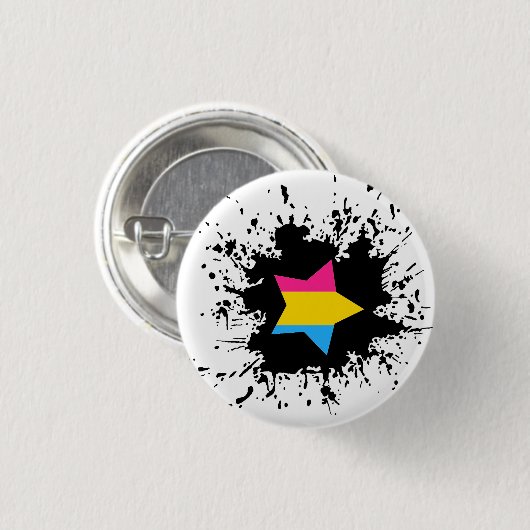 Pansexual Stolz-Flaggen-Tinten-Spritzen-Stern Button (Vorne & Hinten)