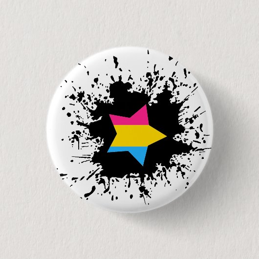 Pansexual Stolz-Flaggen-Tinten-Spritzen-Stern Button (Vorderseite)