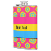 Pansexualität Stolperflagge mit rosa Blume Flachmann (Links)