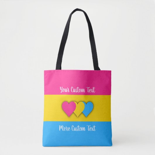 Pansexualitäts-Stolzflagge mit Text Tasche (Vorderseite)