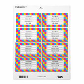 Pansexuality colors checkered pattern label (Vorne)