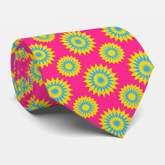 Pansexuality pride flag / pink flower pattern krawatte (Gerollt)