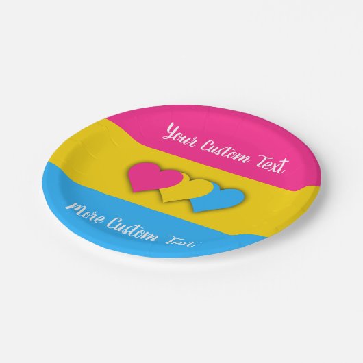 Pansexuality-Stolperflagge mit Text-Papier-Tellern Pappteller (Schrägansicht)