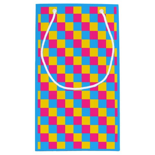 Pansexuelle Farben Schachtel Muster Geschenktasche Kleine Geschenktüte (Rückseite)