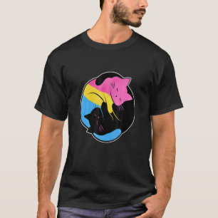 Pansexuelle Yin Yang Katze Pan Pride Flagge Lgb Ga T-Shirt