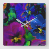 Pansies [abstract 2] quadratische wanduhr (Vorderseite)