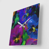 Pansies [abstract 2] quadratische wanduhr (Winkel)