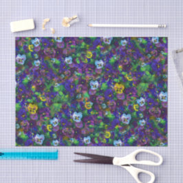 Pansies op 4 seidenpapier