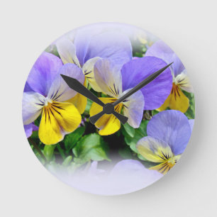 Pansies - Purple and Yellow Runde Wanduhr