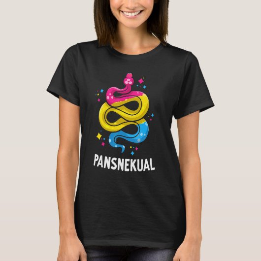 Pansnekual Pansexual Pride Snake Pan Flag Colors T-Shirt (Vorderseite)