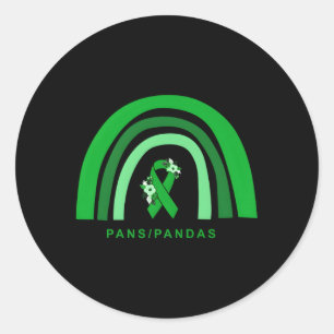 Panspandas Awareness Floral Green Ribbon Rainbow P Runder Aufkleber