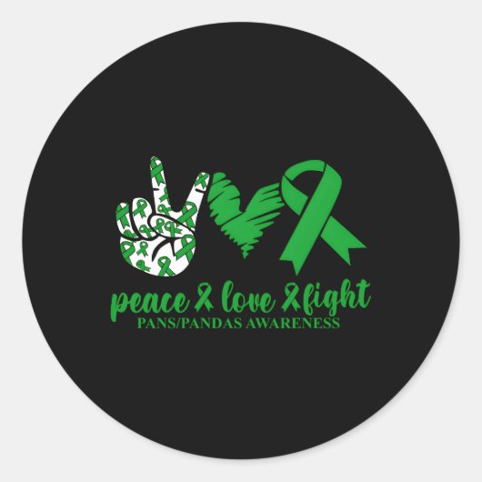 Panspandas Awareness Green Ribbon Peace Liebe Cure Runder Aufkleber (Vorderseite)