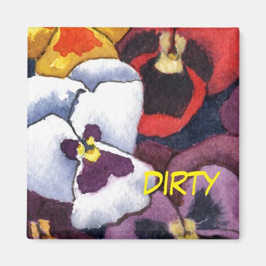 "Pansy #2" Dirty Floral Dishwasher Status Magnet (Vorne)