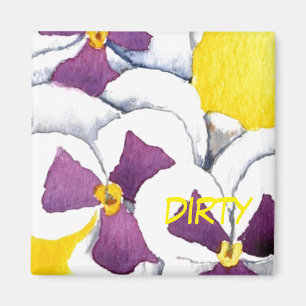 "Pansy #4" Dirty Floral Dishwasher Status Magnet