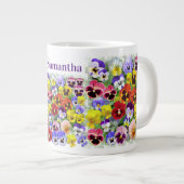 Pansy Anzeige Hinzufügen von Text Jumbo-Tasse (Vorderseite Rechts)