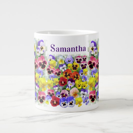 Pansy Anzeige Hinzufügen von Text Jumbo-Tasse (Vorderseite)