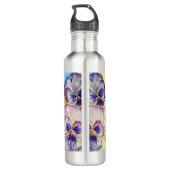 Pansy-Aquarellmuster auf Rosa und Blassgelb 7 Edelstahlflasche (Rückseite)