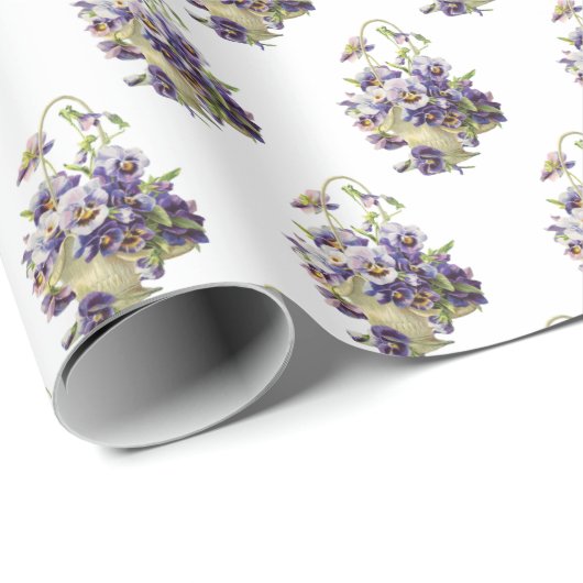 Pansy Basket auf Weiß Geschenkpapier (Rolleneckpunkt)