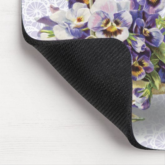 Pansy Basket on Lace Mousepad (Ecke)