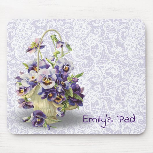 Pansy Basket on Lace Mousepad (Vorne)