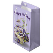 Pansy Basket zum Geburtstag Kleine Geschenktüte (Vorderseite Schrägansicht)