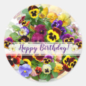 PANSY BEAUTY Birthday Runder Aufkleber (Vorderseite)