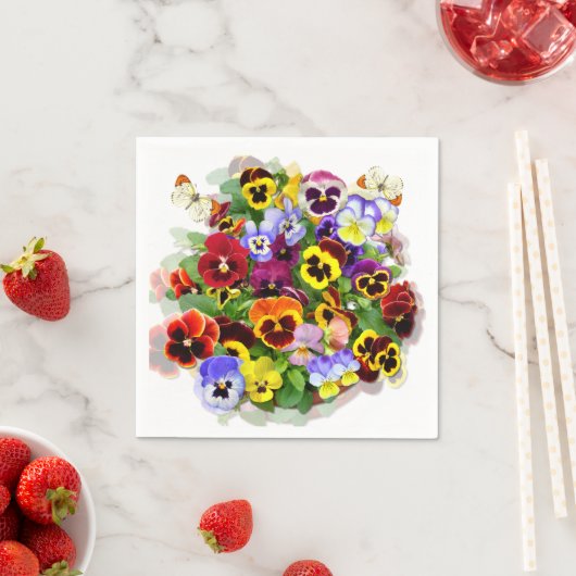 Pansy Beauty Collage mit Schmetterlingen Napkin Serviette (Beispiel)