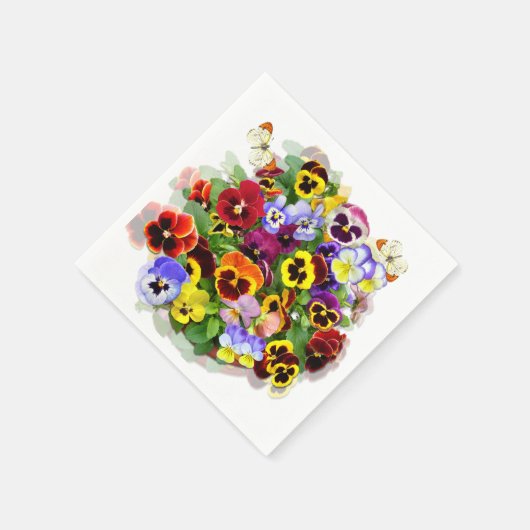 Pansy Beauty Collage mit Schmetterlingen Napkin Serviette (Ecke)