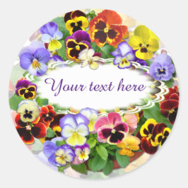 Pansy Beauty Your Text Classic Round Sticker