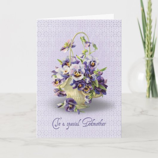 Pansy Birthday für Godmutter Karte (Vorderseite)