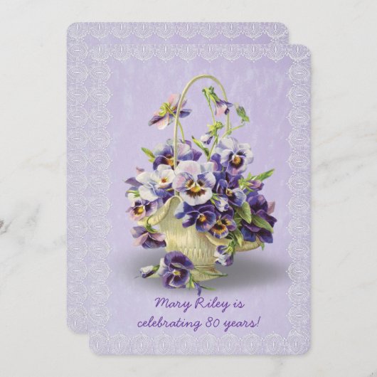 Pansy Birthday Party Einladung (Vorne/Hinten)