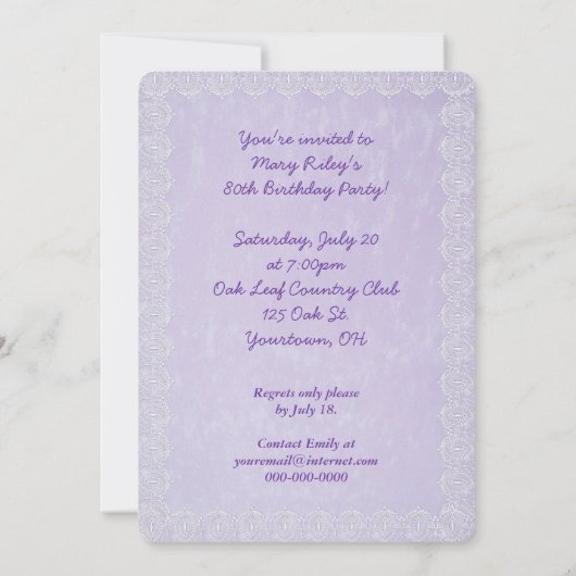 Pansy Birthday Party Einladung (Rückseite)