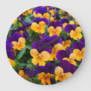 Pansy Bloom: Garden Beauty Nah-up. Große Wanduhr