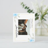 Pansy Blue Elegante Blume Hochzeit Ankündigung Postkarte (Stehend Vorderseite)