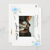 Pansy Blue Elegante Blume Hochzeit Ankündigung Postkarte (Vorne/Hinten)