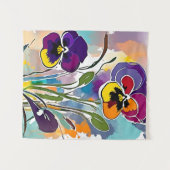 Pansy Blume Abstrakt Art Blumenfarben Helle Wandteppich (Vorderseite (Horizontal))