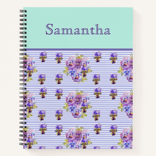 Pansy Blume Aqua floral Rezept Journal Notizblock (Vorderseite)