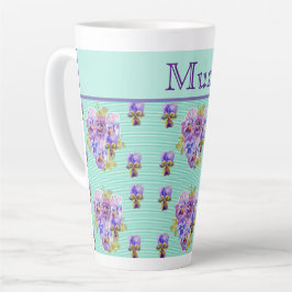Pansy Blume Aqua Stripe floral Mama Mütter Tag Milchtasse
