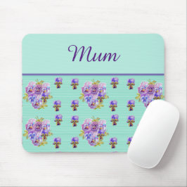Pansy Blume Aqua Stripe floral Mama Mütter Tag Mousepad
