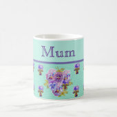 Pansy Blume Aqua Stripe Mama Mütter Day Co Kaffeetasse (Mittel)