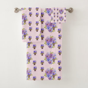 Pansy Blume Aqua Ticino Giro del Malcantone Badhandtuch Set