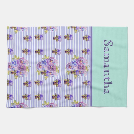 Pansy Blume Aqua Ticino Giro del Malcantone Geschirrtuch (Horizontal)