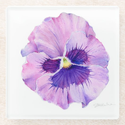Pansy Blume Aquarell Untersetzer (Vorderseite)