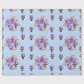 Pansy Blume Blumenbeete Shabby Chic Blau Wrapping Geschenkpapier (Flach)