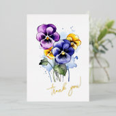 Pansy Blume "Danke!" bearbeitbar Folien Feiertagskarte (Stehend vorne)