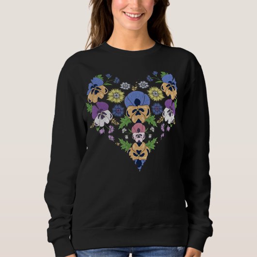 Pansy Blume hören Stiefmütterchen Blumenstrauß Val Sweatshirt (Vorderseite)