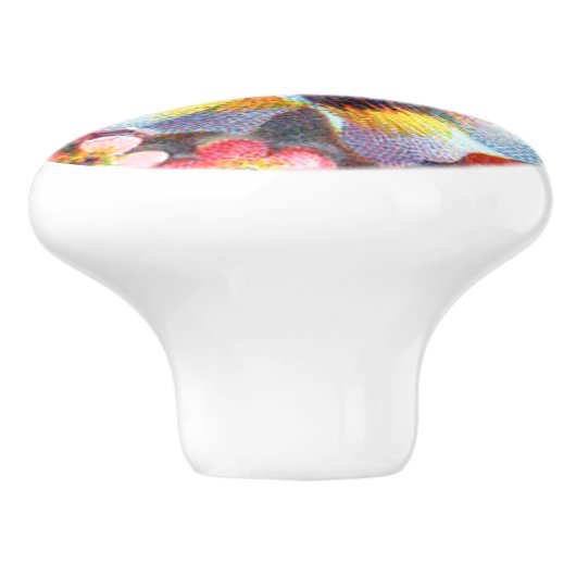 Pansy Blume Knob Pull Keramikknauf (Seitenansicht)